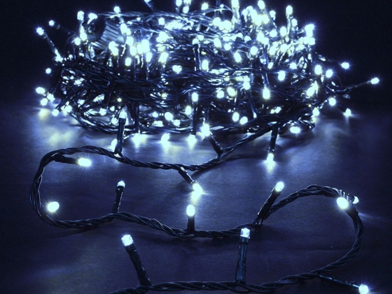300 Led λαμπάκια IP44 με πρόγραμμα πράσινο καλώδιο και ψυχρό λευκό φως 15μ