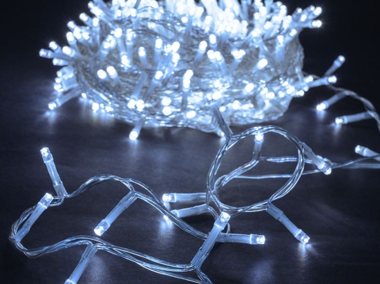 200 Led λαμπάκια IP44 με επεκτεινόμενο διάφανο καλώδιο και ψυχρό λευκό φως 12μ