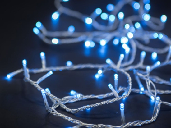 200 Led λαμπάκια IP44 με επεκτεινόμενο διάφανο καλώδιο και μπλε φως 10μ