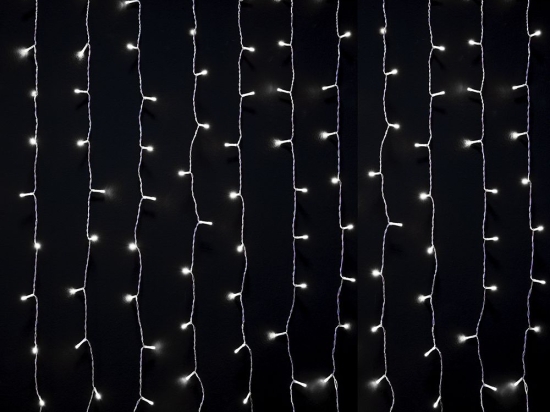 200 Led λαμπάκια IP44 κουρτίνα με επεκτεινόμενο διάφανο καλώδιο και θερμό λευκό φως 200x100 εκ
