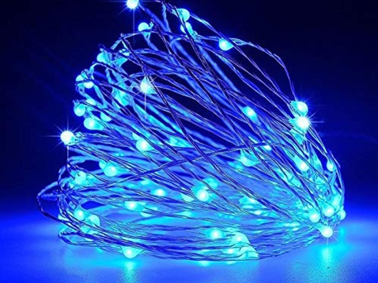 50 MicroLed λαμπάκια μπαταρίας με καλώδιο χαλκού και μπλε φως 2.5μ