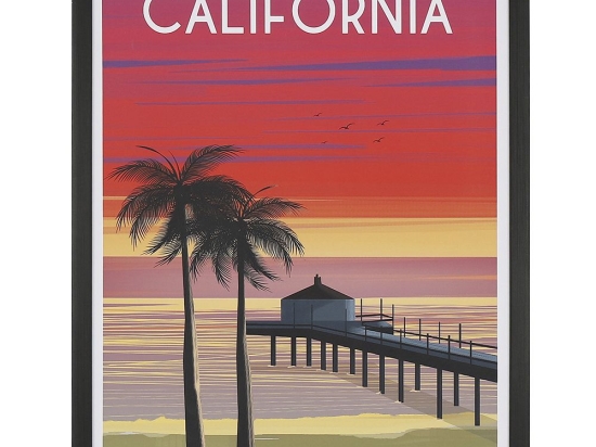 Πίνακας με τύπωμα πάνω σε καμβά ρετρό California 40x50 εκ