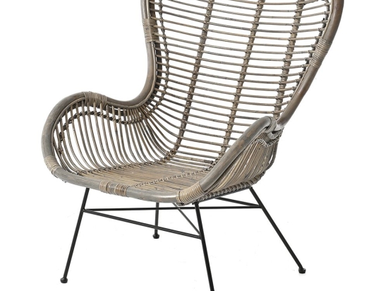 Rattan πολυθρόνα εξωτερικού χώρου με σιδερένιο πλαίσιο 74x50x85 εκ