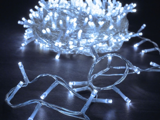 400 Led λαμπάκια IP44 με 8 προγράμματα με διάφανο καλώδιο και ψυχρό λευκό φως 20μ