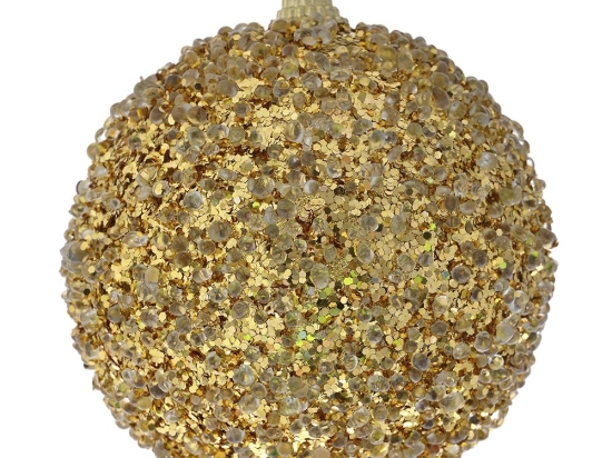 Χρυσή απόχρωση glitter χριστουγεννιάτικη μπάλα δέντρου σετ έξι τεμάχια 8 εκ