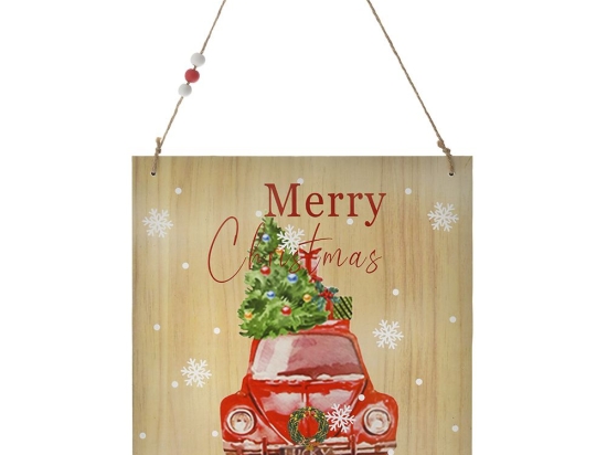 Merry Christmas ξύλινη κρεμαστή πινακίδα χριστουγεννιάτικη διακοσμητική 22x0.9x38 εκ