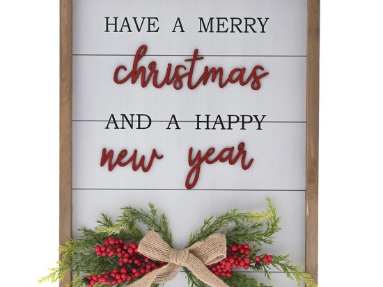 Ξύλινη χριστουγεννιάτικη πινακίδα Happy New Year 27x2.5x36 εκ