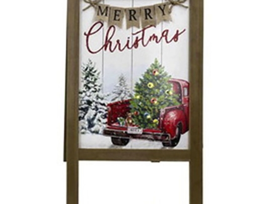 Χριστουγεννιάτικη ξύλινη πινακίδα με φως Merry Christmas 29.5x2.7x52 εκ