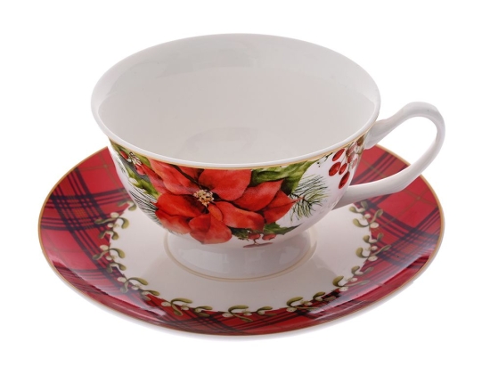 Poinsettia φλυτζάνι καφέ με πιατάκι σετ των έξι τεμαχίων 220 ml
