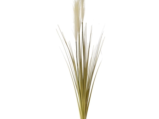 Κλαδί τεχνητό με λευκά pampas και γκρας 98 εκ