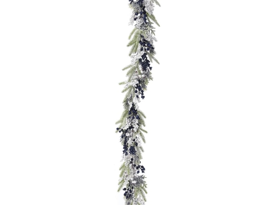 Πράσινη γιρλάντα με μπλε και λευκά berries 180 εκ