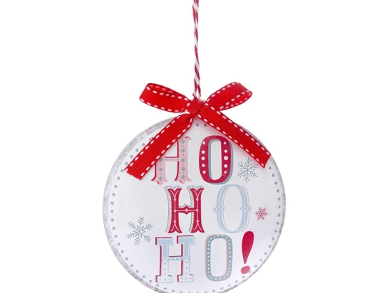 Ho Ho Ho μεταλλικό κρεμαστό στολίδι σετ των τριών τεμαχίων 10 εκ