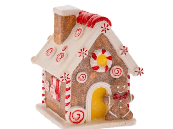 Gingerbread σπιτάκι από πολυρεζίνη με φως 12x12x25 εκ