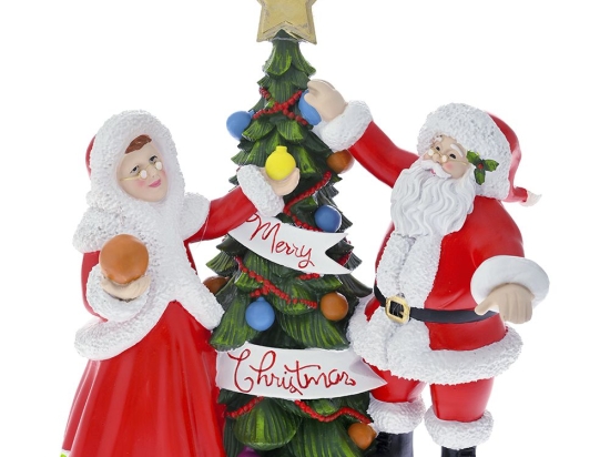 Επιτραπέζιο διακοσμητικό με Mr and Mrs Santa στο δέντρο από πολυρεζίνη 27x16x30 εκ
