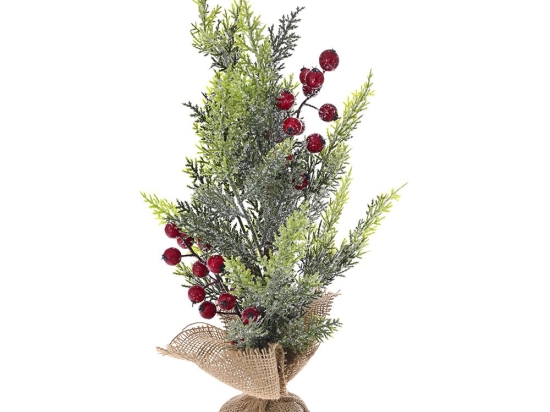 Δεντράκι διακοσμημένο με κόκκινα berries σε τσουβάλι 46 εκ