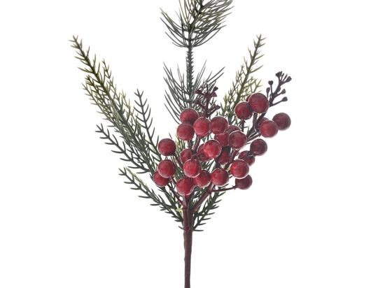 Πικ διακοσμητικό με κόκκινα berries σετ των δώδεκα τεμαχίων 29 εκ