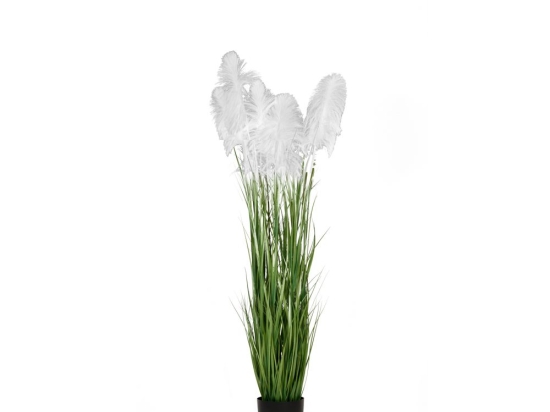 Γλάστρα με διακοσμητικά κλαδιά pampas grass σε λευκή απόχρωση 20x180 εκ