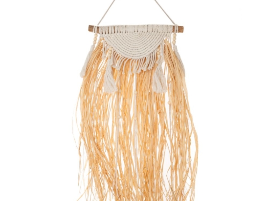Boho επιτοίχιο διακοσμητικό μακραμέ από φύλλα φοίνικα Raffia 30x80 εκ