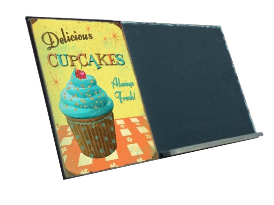 Cupcakes ξύλινος χειροποίητος μαυροπίνακας 38x26 εκ