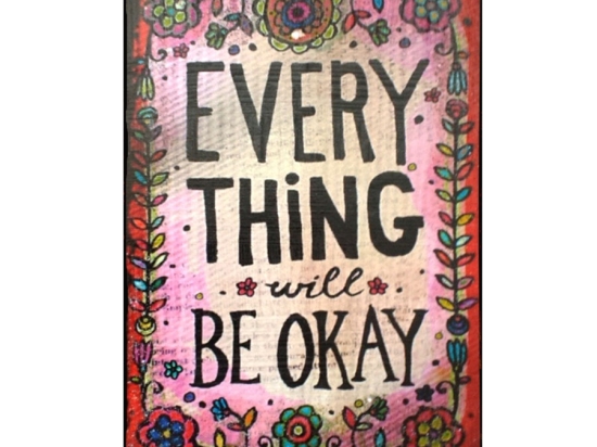 Ξύλινος ρετρό πίνακας χειροποίητος everything will be okay 20x30 εκ