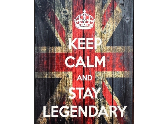 Ξύλινος ρετρό πίνακας χειροποίητος keep calm and stay legendary 20x30 εκ