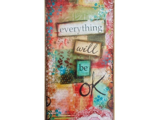 Ξύλινος ρετρό πίνακας χειροποίητος everything will be okay 13x26 εκ