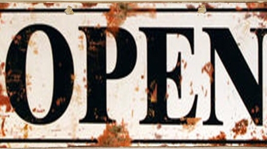 Ρετρό πίνακας χειροποίητος open closed διπλής όψης 26x13 εκ