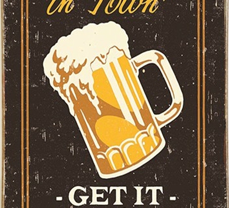 Ρετρό πίνακας χειροποίητος Lucky beer