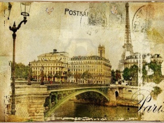 Ρετρό πίνακας χειροποίητος postcard Paris