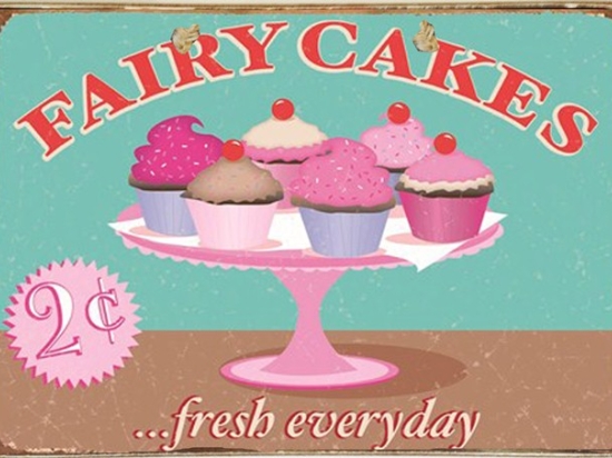 Ρετρό πίνακας χειροποίητος fairy cakes