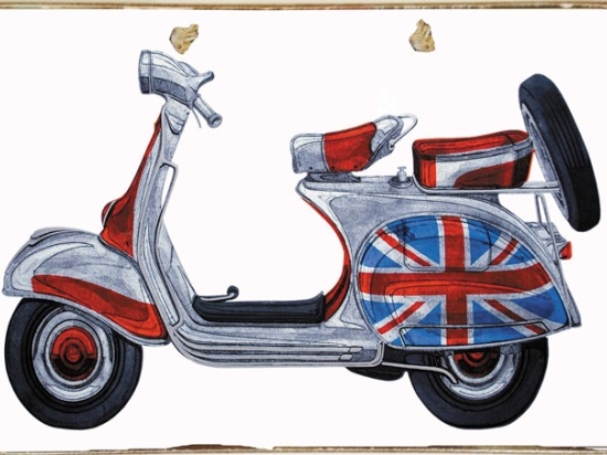 Ρετρό πίνακας χειροποίητος UK vespa