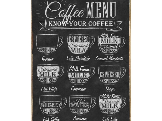 Coffee menu ξύλινος πίνακας 