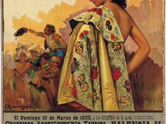 Spanish bull fighting ξύλινος πίνακας χειροποίητος
