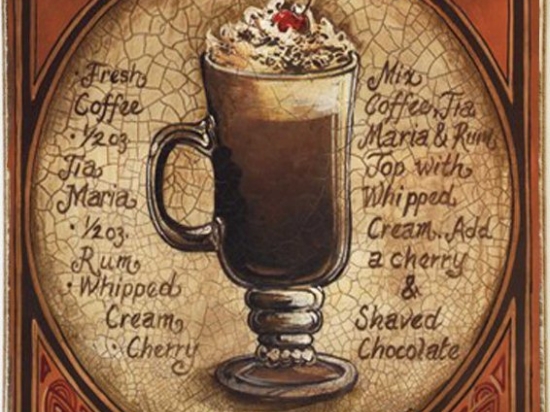 Spanish coffee ξύλινος πίνακας χειροποίητος