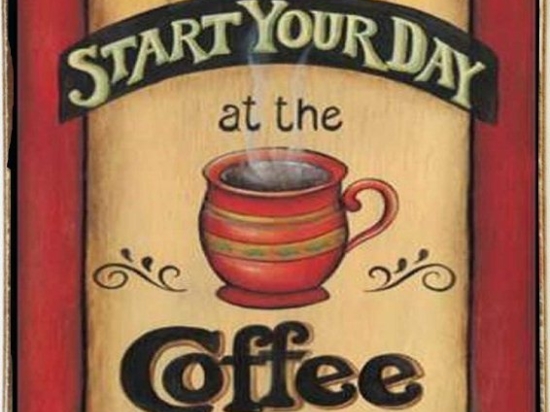 Start your day with coffee ξύλινος πίνακας χειροποίητος