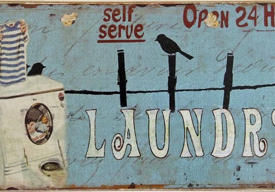 Laundry ξύλινος πίνακας χειροποίητος