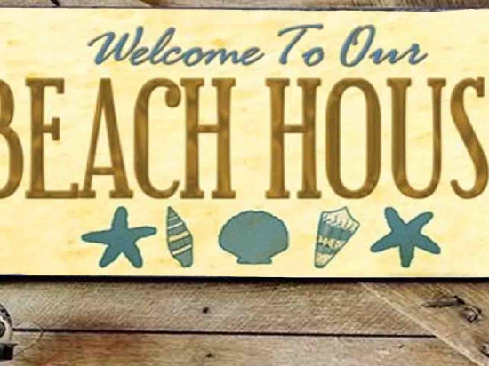 Welcome to our beach house ξύλινος χειροποίητος πίνακας