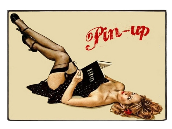 Pin up girl vintage ξύλινος πίνακας