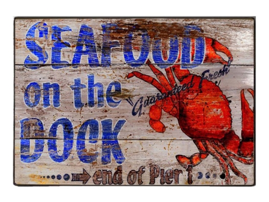 Seafoods καβούρι vintage ξύλινο χειροποίητο πινακάκι