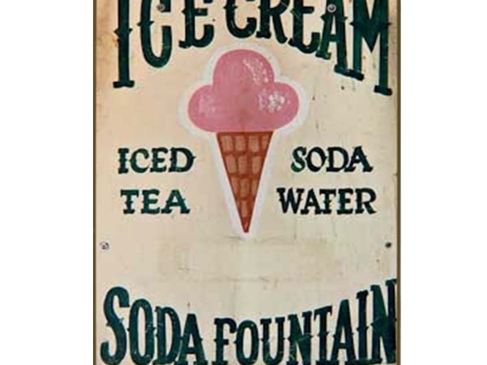 Ice cream soda fountain vintage ξύλινο χειροποίητο πινακάκι