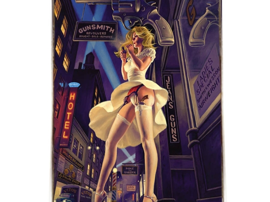 Πινακάκι με διαφήμιση με pin up girl