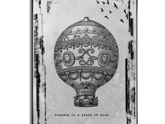 Ξύλινος πίνακας vintage airballoon