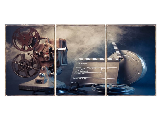 Τρίπτυχος ξύλινος πίνακας χειροποίητος cinema