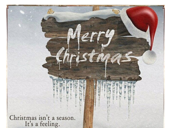 Christmas is a feeling vintage Χριστουγεννιάτικο ξύλινο πινακάκι