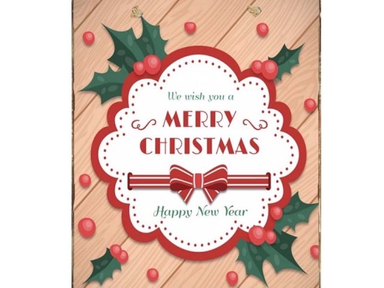We wish you a merry Christmas vintage Χριστουγεννιάτικο ξύλινο πινακάκι