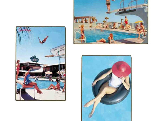 By the pool σετ τριών τεμαχίων από ξύλινους χειροποίητους πίνακες