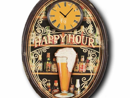 Happy time ρολόι τοίχου ξύλινο χειροποίητο οβάλ 48x64 εκ