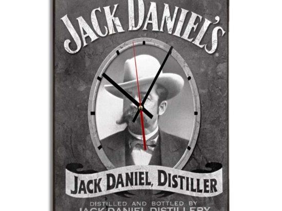 Retro black and white Jack Daniels ξύλινο χειροποίητο ρολόι τοίχου 48x64 εκ