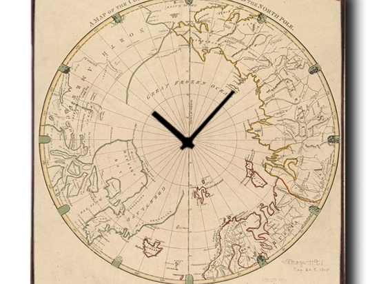 North pole ρολόι τοίχου ξύλινο χειροποίητο τετράγωνο 48x48 εκ