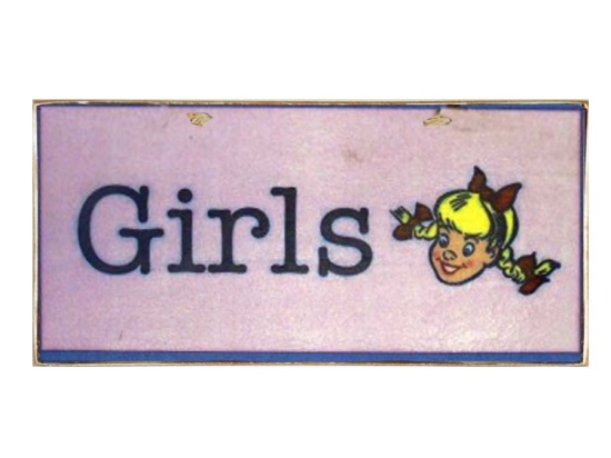 Vintage χειροποίητο πινακάκι girls 26x13 εκ